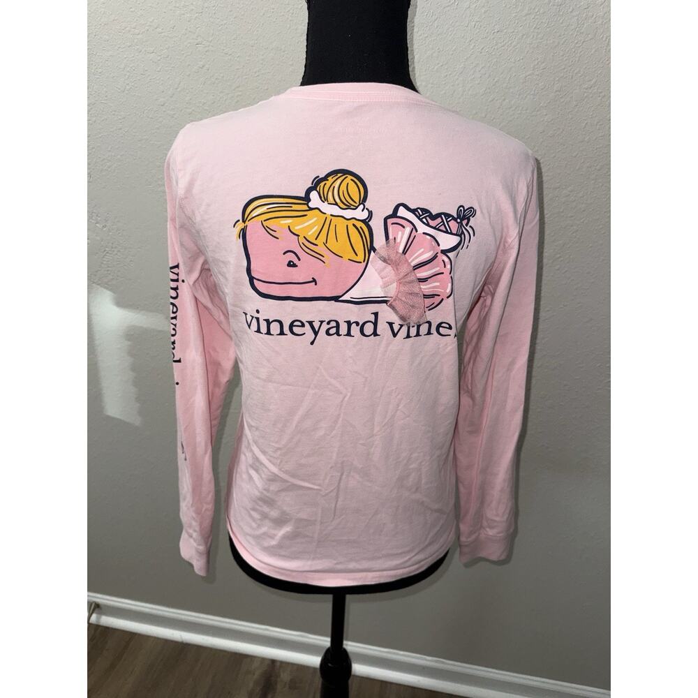 Vineyard Vines Girls Large L Pink Long Sleeve Ballerina Whale Tulle Tutu Shirt